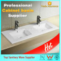 ceramic hot sale bathroom sinks with two faucets